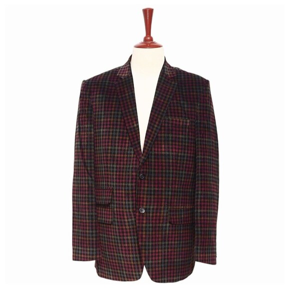 Mens Blazer Plaid Corduroy Red Green Formal Party Jacket Wedding Sport Coat 42R